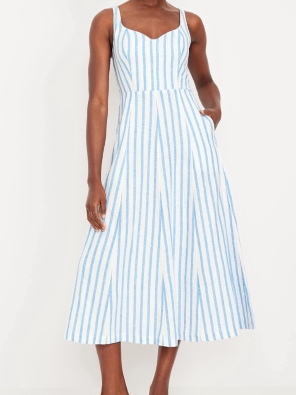 Old Navy Light Blue and White Striped Midi Dress